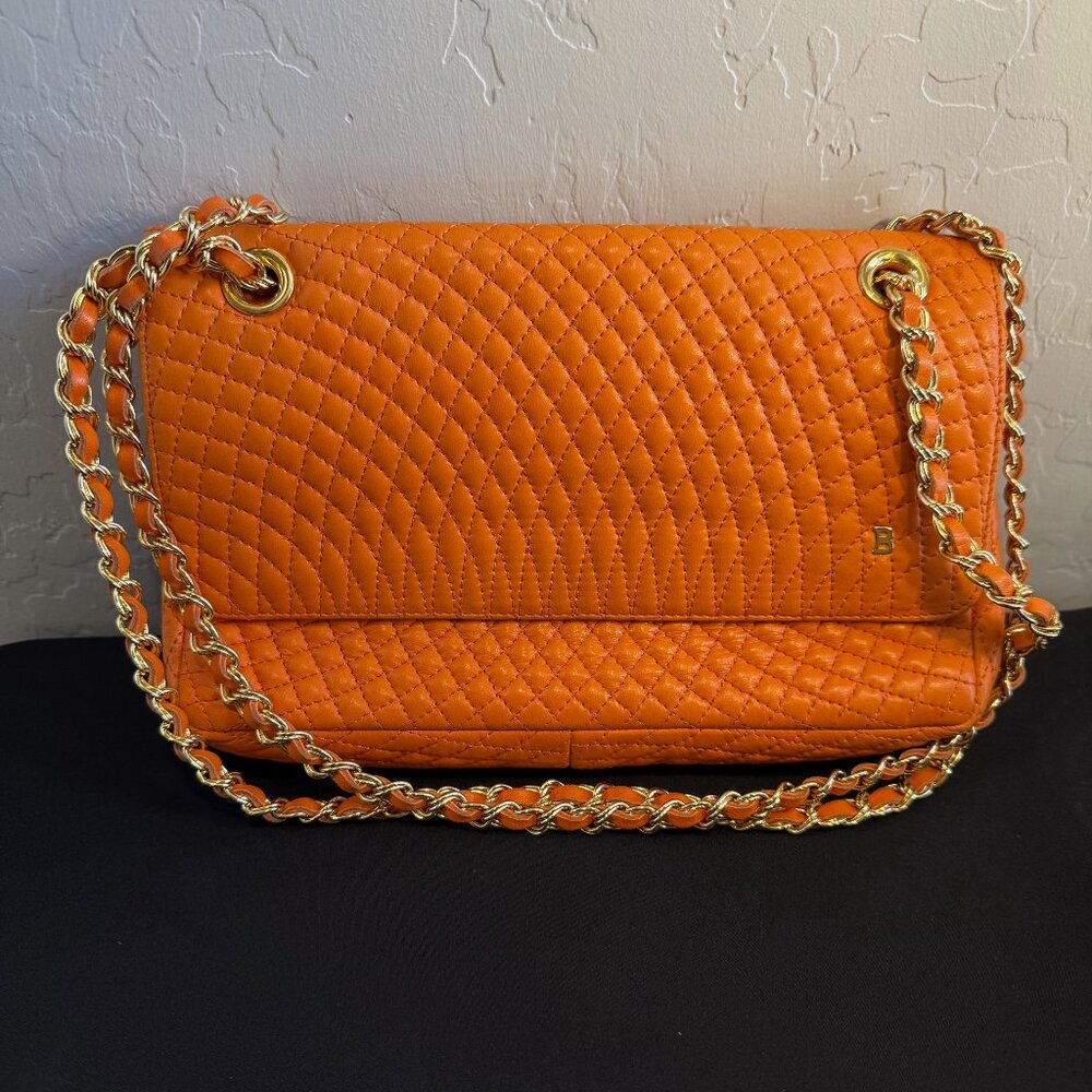 Bally Orange Quilted Shoulder Bag